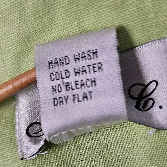 AKC VTG linen 2pc dress short sleeve jacket women's size L lime green dragon fly - Picture 10 of 16